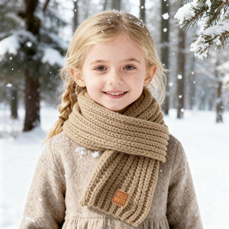 Hello Winter Kids Scarf Winter Neck Warmer Toddler Neck Scarf Girls Thick Scarves Boys Warm Neck Warp 2-12 Years - Image 5
